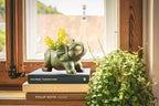 DIYOMR Small Ceramic Planter Pot, 4.3" Vintage Bronze Animal Planters Ceramic Flowerpot Succulent Pots Cactus Pot for Office Home Desktop Decor - Plants Not Included (Pleasant Elephant)