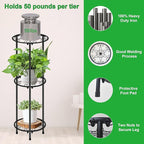 CASIMR Plant Stand Indoor Outdoor, Metal Rustproof Flower Shelf 3 Tier 32.3 inch, Tall Multiple Plant Pot Holder Rack for Garden Patio Living Room Corner Balcony, Black