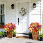 12 Pcs Artificial Flowers for Outdoors, Fake Outdoor Plastic Flowers for Outdoors UV Resistant, Fake Plants Artificial Plants Outdoor Plastic Plants, Silk Faux Spring Flowers for Outside