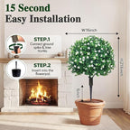 PATIO CHOICE Topiary Trees Artificial Outdoor Boxwood Ball Trees with Ground Spike Set of 2 22" Fake Outdoor Plants Faux Bushes and Shrubs Decorations for Outdoor Indoor Front Porch Garden