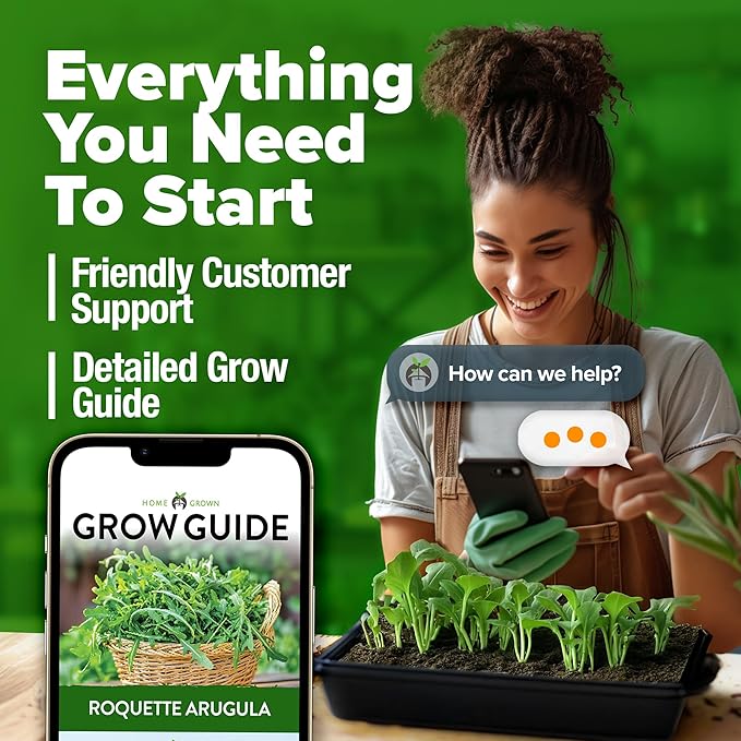 HOME GROWN Arugula Roquette Seeds 4350+ Bulk Pack Heirloom Non-GMO, High Germination, Peppery Salad Greens, Indoor Outdoor Hydroponic Garden, Microgreens, Year-Round Harvest (Eruca vesicaria)