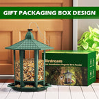 Birdream 2 Pack Bird Feeders for Outdoor Hanging, Retro Pagoda Design Fun Installation Bird Feeder, Attracting Wild Birds Chickadees Goldfinches Cardinals Finches and Sparrows - Green