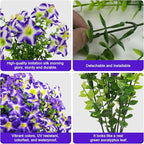 Daynight 16 Pcs Faux Petunias Artificial Flowers for Outdoors, UV Resistant Fake Purple Petunias Plants Realistic Silk Flowers for Porch Front Door Garden Window Outside Decor (16, Purple)