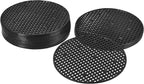 MECCANIXITY Flower Pot Hole Mesh Pad 4 Inch Bonsai Plant Bottom Round Plastic Soil Grid Screen Mat, Black Pack of 20