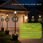 59" Solar Lamp Post with Planter 2-in-1, Solar Post Lights Outdoor Waterproof, Dusk to dawn Warm Yellow Lights, Outdoor Planter for Real or Fake Flowers, Solar Lights for Lawn, Patio, Front/Back Door