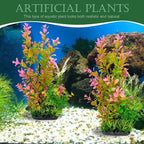 Aquarium Plants (2-Pack) Artificial Plastic Fish Fish Habitat Decor, Small to Moderate Size Aquarium Decorations, Safe Green Plants for Freshwater Tanks (Pink & Green Gradient)