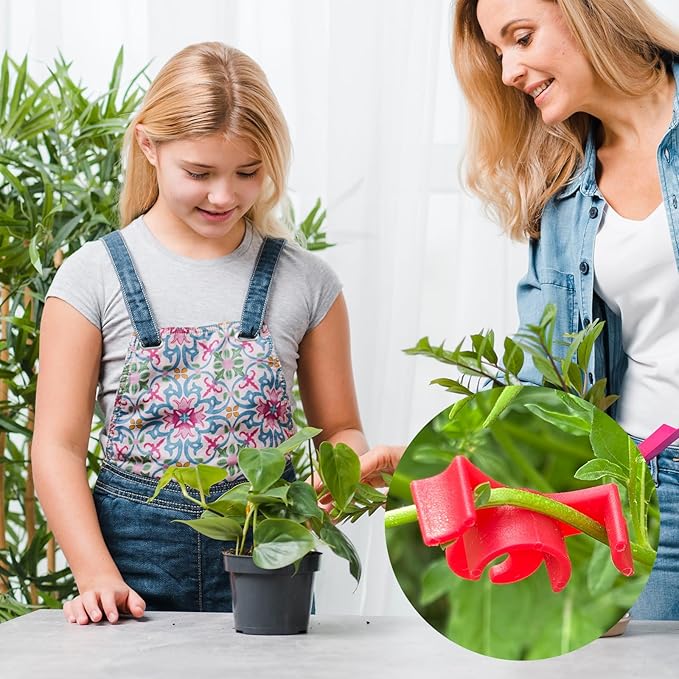 40 pcs Plastic Plant Training Clips, 90 Degrees Plant Stem Bender Low Stress Training Adjustable Circle Style Bud Bender for Climbing Plants and Gardening (Red)