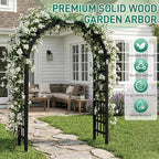 VINGLI Wooden Garden Arbor, Heavy Duty Outdoor Frame Trellis for Ceremony, Wood Trellis Garden Arch Pergola for Plant Climbing, Patio, Lawn, Wedding Ceremony (Black)