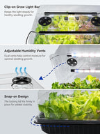 GLOWRIUM Seed Starter Tray with Grow Lights, 3 Pack 162-Cell Seed Starter Kit with 4.3" Humidity Dome, Indoor Seedling Starter Tray with 3/9/12/16h Timer, Adjustable Brightness Seed Starting Trays