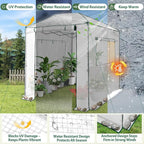 EAGLE PEAK 8x6 Portable Walk in Greenhouse, Pop Up Indoor Outdoor Greenhouse, Green House Kit with Zippered Roll-Up Doors and Windows, PE Cover, Clear/White