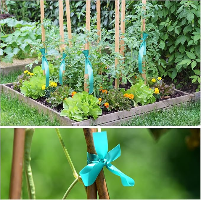 TELENT OUTDOORS 4 Rolls Stretch Tie Tape, 1” Wide 200FT Reusable Garden Plant Ties Green Tapes for Plants, Thick Garden Vinyl Stake Ribbon for Branches Flowers Tomatoes Indoor Outdoor Greenhouse