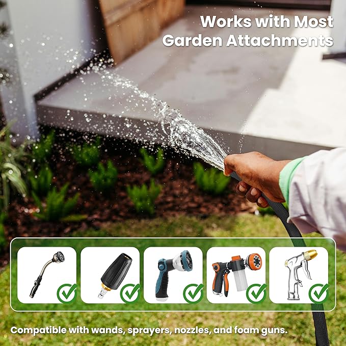 100ft Garden Hose – Lightweight & Flexible Water Hose, Leak-Proof Fabric & Non-Expandable with Shut-Off Valve for Yard, Outdoor Watering, Car Wash & RV