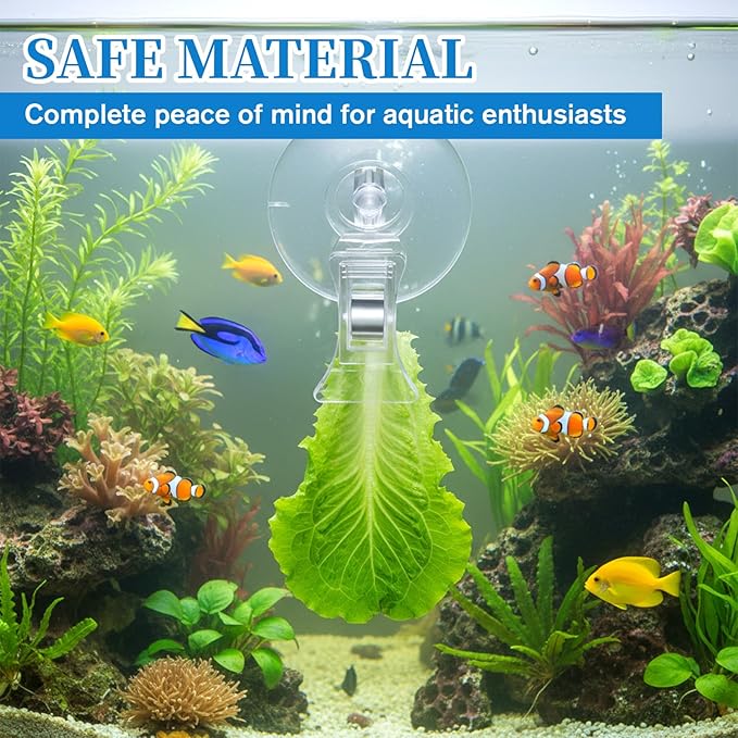 8 Pcs Aquarium Suction Cups with Clips Aquarium Suction Clips, Clear Plastic Cup Clip, Plant Leaf Seaweed Clip Underwater Feeder Fish Feeding Tool for Fish Tank