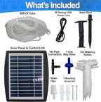 Solar Self Watering Plant Drip Irrigation System for 15 Plants Multiple Automatic Control Modes - Portable DIY Kit for Indoor/Outdoor Gardens, Patios, Balconies, and Vacation Plant Care
