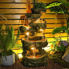 Sunlinua 40H Realistic Tree Cascading Outdoor Water Fountain with 5 Tiers | Resin material,ideal for garden patio backyard porch home decor,6 LED light,easy to install,gifts for women men mom father