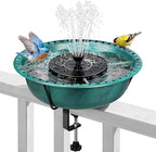 VIVOHOME Deck Mounted Bird Bath with Solar Fountain, Outdoor ABS Birdbath Bowl with Adjustable Metal Clamp, Solar Powered Pump for Railing, Fence, Balcony, 1.45 Gallons, Green