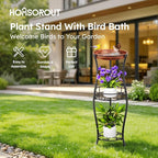 Homsorout Plant Stand Indoor Outdoor - 3 Tier 32" Tall Metal Plant Shelf with Bird Bath, Rustproof Stable Flower Pot Holder for Planter Corner Garden Balcony Patio, Black