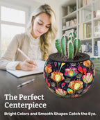 PieceRelax 3D Puzzle Planter 80 Pieces - Flower Pot - Colorful Poppies, for Mom, Home Decor Flower Pots for Indoor Cactus, Succulents Pots [K1118]