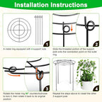 6 Pack Peony Cages and Supports, 12'' x 20'' Metal Removable Grid Flower Support Cage Set, 4-Leg Outdoor Plant Stake for Garden Peonies Tomato Hydrangea Strawberry (Black)