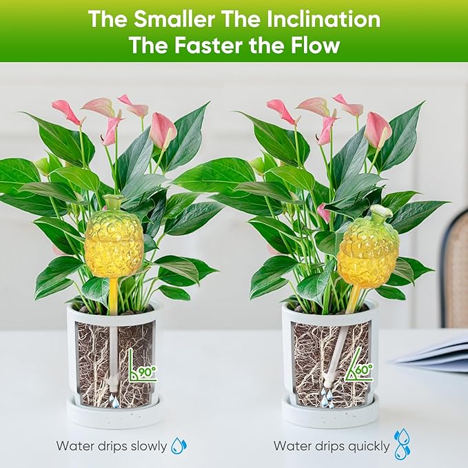DDMY Plant Watering Globes, 270ML Large Capacity Self Watering Planter Insert for Indoor & Outdoor Plants Self Plant Watering Devices for Plant Lovers, Glass Watering Globes for Everyday Use (3 Pack)