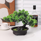 Artificial Bonsai Tree Fake Plants for Home Decor, Living Room Bathroom Bookshelf Entryway Table Wall Shelf Modern Farmhouse Decor, 9.5" Tall, Green