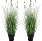 3FT / 4FT Extra Lush Artificial Plant (2pcs), Luxury Fake Tall Plants with Pot, Luxury Faux Tall Greenery with Dogtail for Garden Porch and Home Decor (Gray, 3FT)