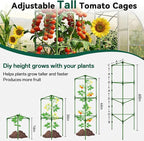 Halatool 6 Pack Tomato Cages for Graden 60 Inch, Adjustable Metal Tall Heavy Duty Tomato Trellis Plant Support, Foldable Tomatoes Stakes for Climbing Vegetables Flowers Fruits