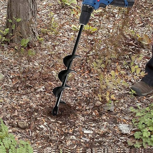Linkhood Auger Drill Bit, Garden Plant Flower Bulb Auger Rapid Planter Bulb & Bedding Plant Auger for 3/8" Hex Drive Drill Earth Auger Drill Fence Post Umbrella Hole Digger(1.8x15 in/4.6 x37 cm)