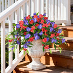 Hommyea Artificial Flowers for Outdoor, 2 Bundles UV Resistant Fake Plants Decoration Realistic Faux Silk Flowers No Fade Plastic Flowers for Outside Planters Home Porch Patio Yard Garden Decor