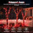 btfarm 4 Pack Solar String Lights Outdoor - 320LED 132FT Solar Fairy Lights Outside Waterproof 8 Modes, Copper Wire Solar Powered Twinkling Lights for Tree Garden Christmas Wedding Party Decor, Red