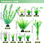 Ameliade Aquarium Artificial Green Plastic Plants Decorations 26 PCS Large Fish Tank Accessories Goldfish Betta Tank Decor