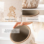 SURE YUESI for Mom from Daughter or Son, Set of 2 Ceramic Planters 4.7” & 5.7”, Vintage Brown Rustic Flower Pots Without Drainage Hole, Decorative Indoor Plant Pots for Home Decor, Living Room