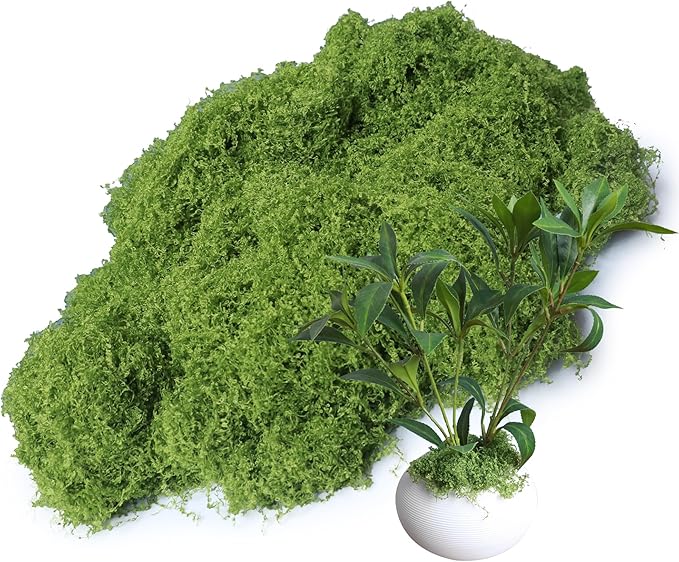 Forlaoers 5.3oz Light Green Artificial Floral Moss Fake Moss Faux Plant for DIY Crafts Fairy Garden Pot Filler Vase Greenery Decorating Project Indoor Model Making Walls Glass Decor
