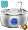 Tomxcute Cat Water Fountain - 4.0L/135oz Gooseneck Copper Stainless Steel Cat Water Fountains for Cats Indoor - Kitty Cat Fountains for Drinking Spout - Comes with 3 Replacement Filters
