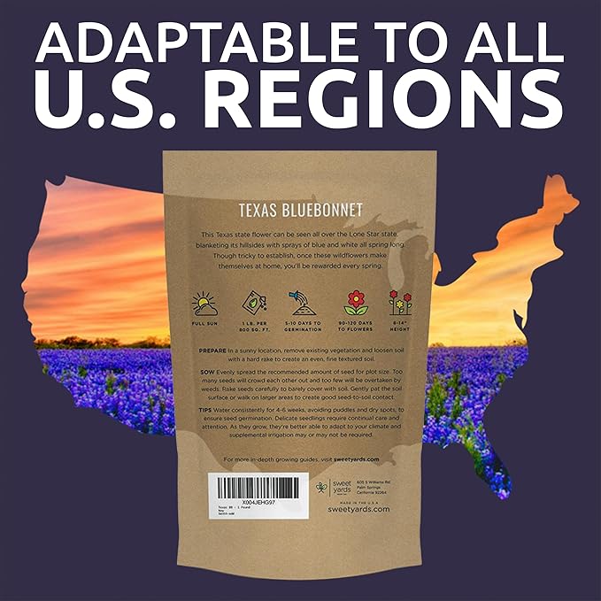 Bulk Texas Bluebonnet Wildflower Seeds - 5 Pounds - Over 80,000 Native Seeds - Texas State Flower!