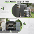 Polar Aurora 12x20 FT Outdoor Storage Shed, Large Garden Shed with 2 Windows & Lockable Doors, Garage Car Shelter with Side Door & Air Vents for Backyard Garden Patio Lawn, Cars Trucks Boat, Black