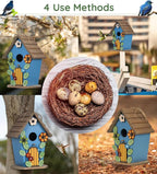 Bird Houses for Outside,Wooden Blue Birdhouse,Decorative Birdhouses for Outdoors,Hanging Bird Houses,Bird Box Nest,Humming Bird House for Outside,Bird Gifts for Bird Lovers