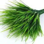 Ouddy Decor 12 Bundles Artificial Wheat Grass Outdoor UV Resistant Greenery Stems Plastic Shrubs for Garden Farmhouse Front Porch Window Box Home Decor