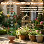 40.6" H Outdoor Tiered Water Fountain, Vintage Floor Standing Fountains with 6 Hanging Lotus Cups, Indoor Cascading Water Fountain Feature for Garden Yard Home Decor
