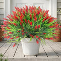 22 Pcs Artificial Outdoor Flowers Fake Outdoor Plants Monkey Grass with Red Flowers for Pot Decor for Window Garden Patio Hanging Planter Pathway Front Porch (22, Red)