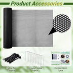Cuttable Plant Pot Grid,15.7" W x 63" L Plant Pot Soil Covers Protectors from Animals,Black Cat Proof Houseplant Protector with Cable Ties & Ground Spikes,Fits All Pot Shapes