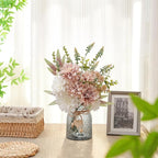 LUEUR Artificial Dahlia Flowers with Vase – Dusty Pink Faux Flower Arrangement, Elegant Floral Centerpiece Table Decorations for Coffee Table, Dining Room, Bedroom, Living Room & Farmhouse Home Decor