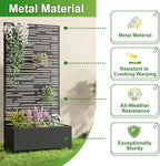 Casaphoria Metal Raised Garden Bed with Trellis and Wheels, 72"x47"x16" Planter Box for Climbing Plants, Vegetables & Vines, Features Drainage Holes and Privacy Screen, Black-Shine