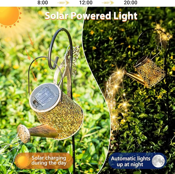 SRNPMIU Solar Watering_Can Light, Solar Outdoor Decorative,Garden Decor Lights for Yard, IP65 Waterproof Hanging Lantern Landscape Lights, Garden Gifts for Mom, Grandma Women Birthday