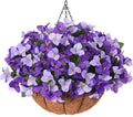 Artificial Hanging Flowers Plant with Basket for Outdoors, Silk Bougainvillea in Planters Faux Hanging Plants for Outdoor Look Real UV Resistant Flower for Outside Porch Patio Garden Home Decor, Mix
