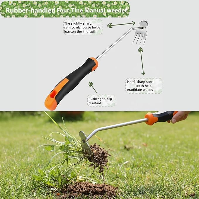 Weed Puller Tool, portable garden tool, Four-Tined Weeding Tool, Uprooting Weeding Tools, Crevice Weeder, Backyard Farming Weeding ，Weeding Equipment for Outdoor Camping ，Weed Removal Tool (style3)