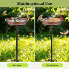 Gtongoko Metal Bird Bath for Outdoors, 34" Tall Bird Bath with 12" Removable Bowl, Heavy Duty 5-Prong Stable Base, Easy-to-Clean Heavy Duty Birdbath & Bird Feeder for Garden, Patio, Yard