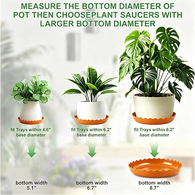 12 Packs Terracotta Wave Plant Saucer - Plastic Flower Pot Drip Trays/Durable Heavy Duty Red Plant Tray for Indoor and Out Door Plant(6/8/10 inch)