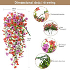 Artificial Hanging Flowers Plants for Outdoor Spring Summer Decoration,2PCS Faux Silk Daisy UV Resistant Look Real for Outside Home Indoor Planter Porch Window Yard Decor(Red Purple)