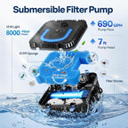 VIVOHOME 690GPH RGB Pond Filter Fountain with 6W LED Lights, 40W Submersible Water Pump with Multi-Stage Filtration for Koi Ponds, Waterfalls, Outdoor Water Features